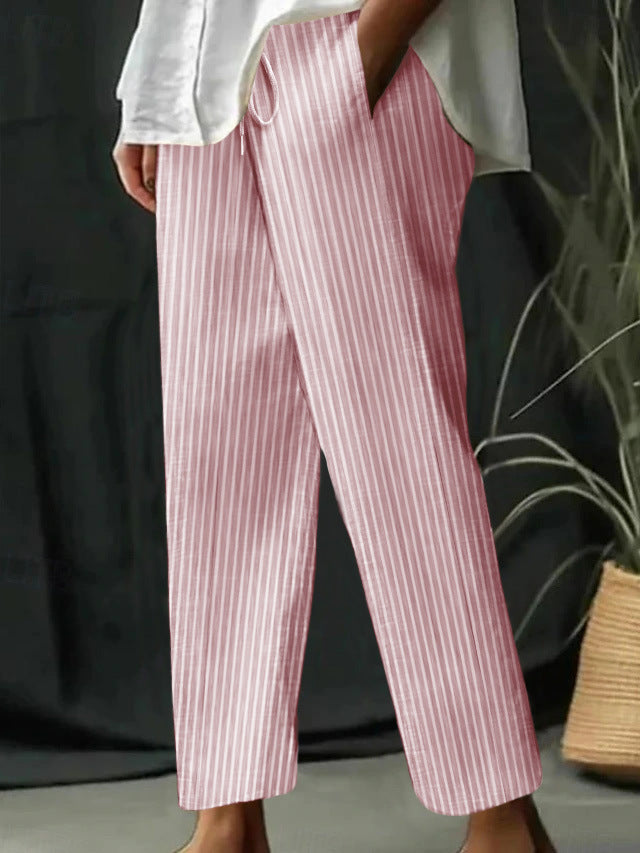 Damen Freizeithose mit gestreiftem Design und komfortablem Bund EB