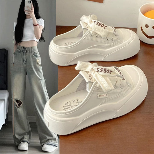 Damen Sportliche Plateausneaker mit elastischen Schnürsenkeln und luftigem Obermaterial EB
