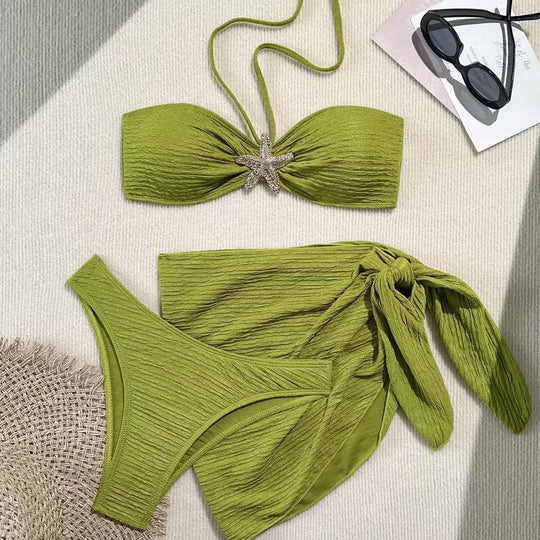 Damen Bandeau-Bikini mit schickem Wickeltuch EB
