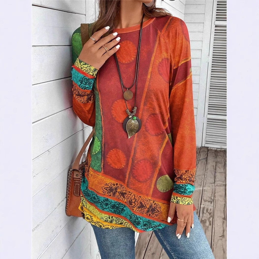 Damen Kunstvoll gestaltetes Langarmshirt EB