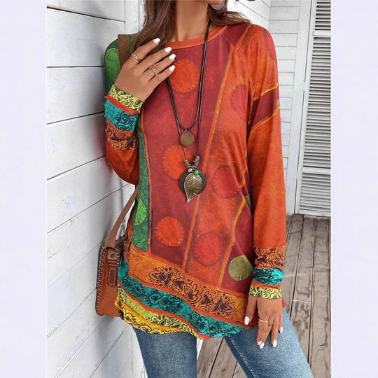 Damen Kunstvoll gestaltetes Langarmshirt EB