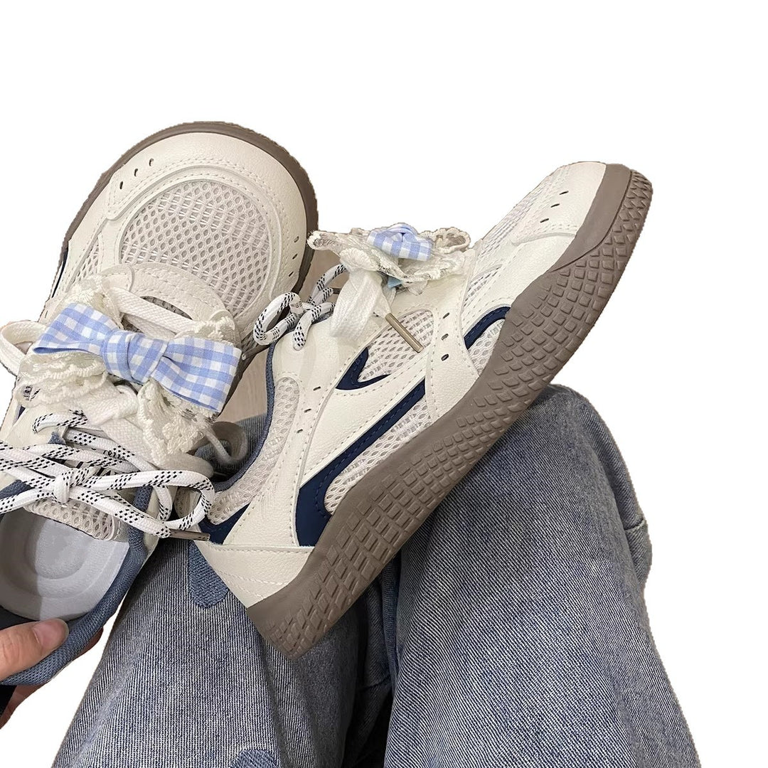 Damen Sneakers mit verspieltem Karomuster und atmungsaktiven Mesh-Einsätzen EB