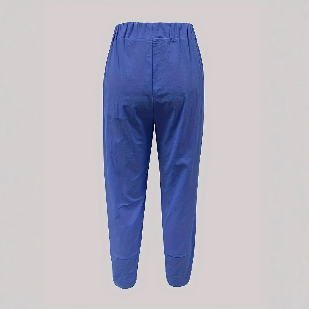 Damen weite Sommerhose mit eleganten Schnittdetails und elastischem Bund EB