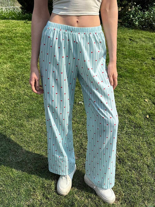 Damen Freizeit-Hose mit gestreiftem Design und Herzmotiven EB