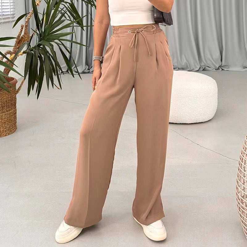 Damen Weite Freizeithose mit elastischem Bund und verstellbarem Kordelzug EB