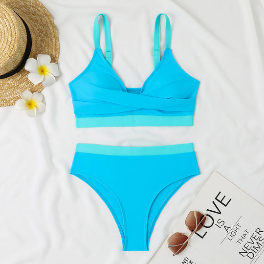 Damen Bikini-Set mit innovativem Wickeloberteil und hohem Taillenbund EB