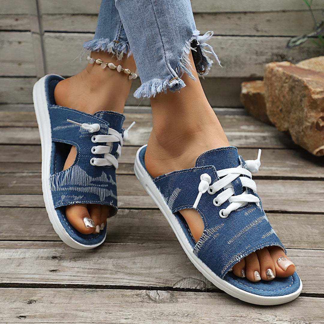 Damen Freizeitsandalen mit offenem Zehenbereich und lässigem Schnürdesign EB