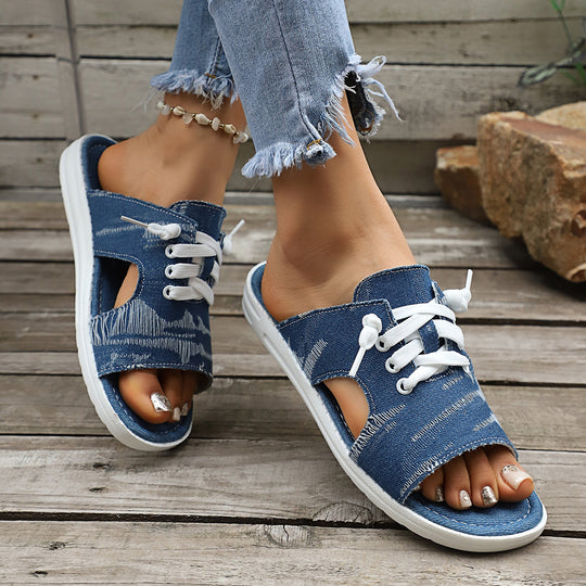 Damen Freizeitsandalen mit offenem Zehenbereich und lässigem Schnürdesign EB