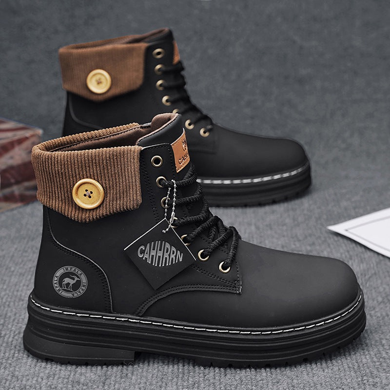 Damen Winterstiefel mit doppeltem Knopfverschluss und gepolstertem Kragen EB