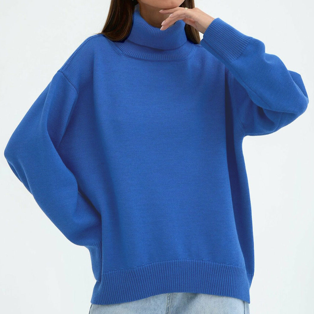 Damen Oversized Rollkragenpullover mit Rippstruktur EB
