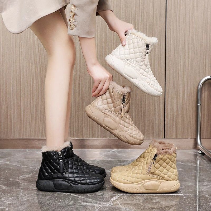 Damen modische Winter-Sneaker mit kuscheligem Innenfutter und praktischem Reißverschluss EB
