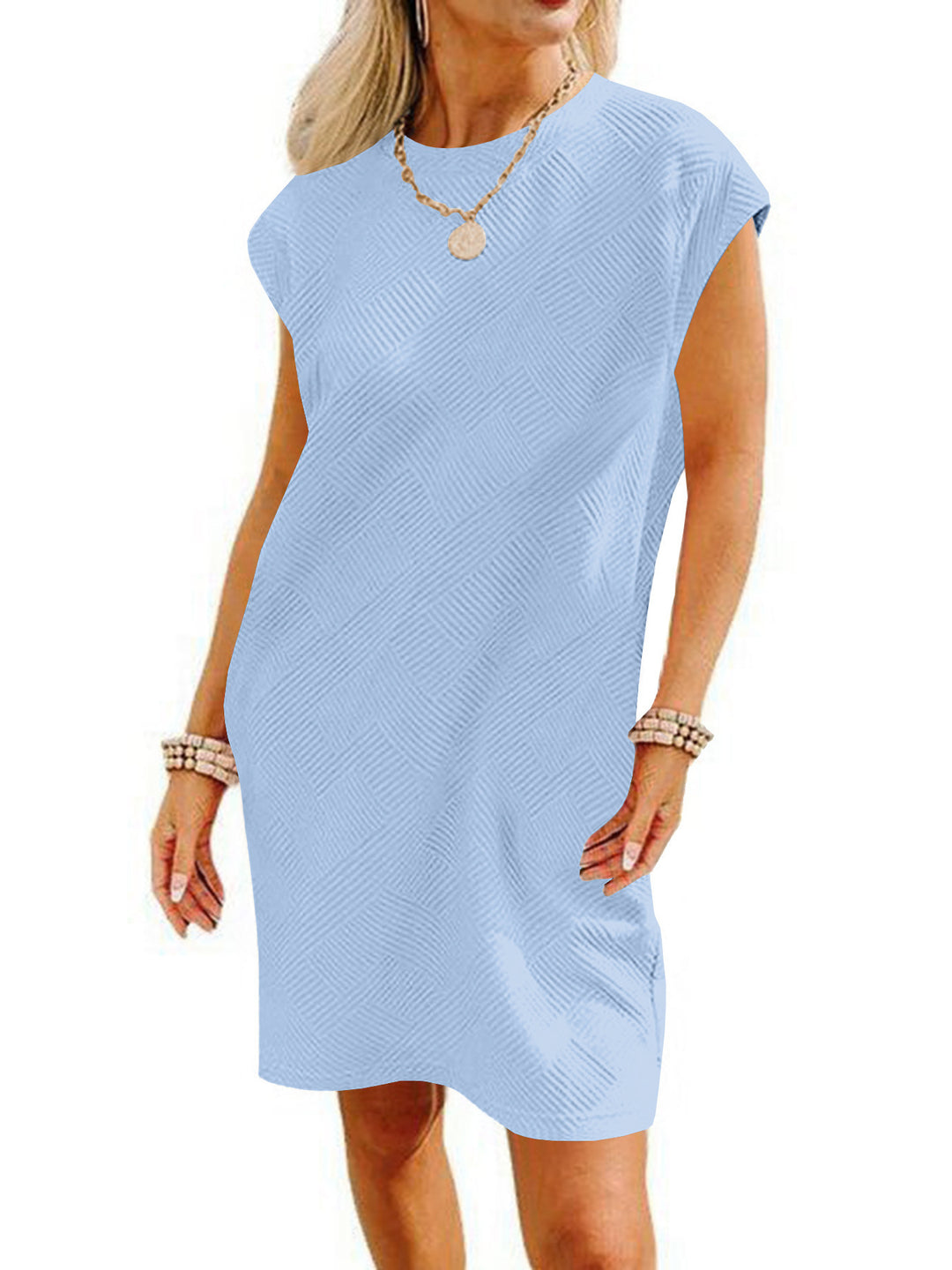 Damen Lockeres Sommerkleid mit strukturiertem Design und schickem Schnitt EB