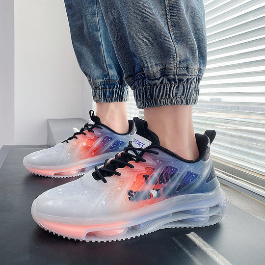Unisex futuristische luftgepolsterte Sneaker mit transparentem TPU‑Obermaterial und sichtbarer Hohlkern‑Plateausohle EB
