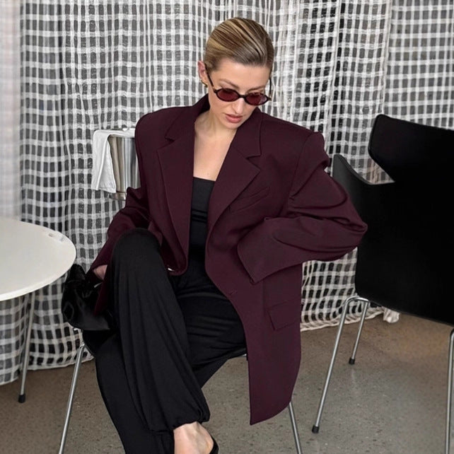 Damen Elegante Oversized Blazerjacke mit detaillierten Knopfverschlüssen EB