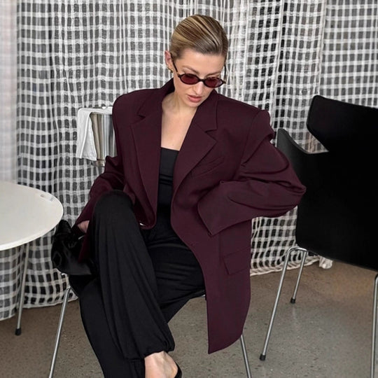 Damen Elegante Oversized Blazerjacke mit detaillierten Knopfverschlüssen EB