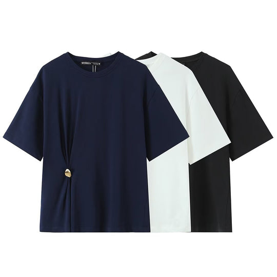 Damen lässiges T-Shirt mit elegantem Knotendetail EB