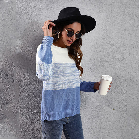 Damen Lässiger Strickpullover mit modernem Farbdruck EB