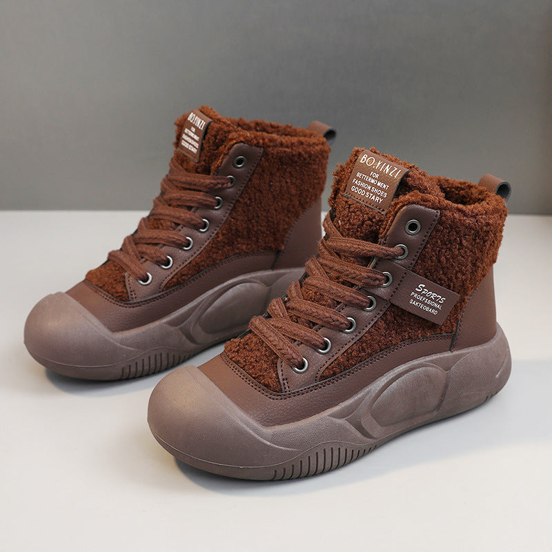 Damen warme High-Top Stiefel mit kuscheligem Innenfutter und rutschfester Sohle EB