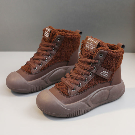 Damen warme High-Top Stiefel mit kuscheligem Innenfutter und rutschfester Sohle EB