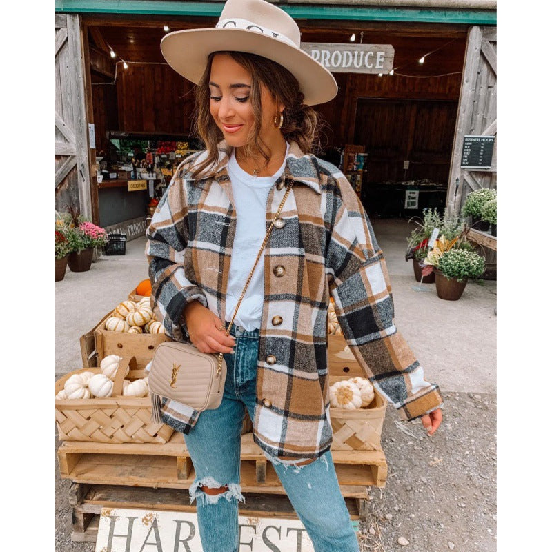 Damen Karierte Flanelljacke EB
