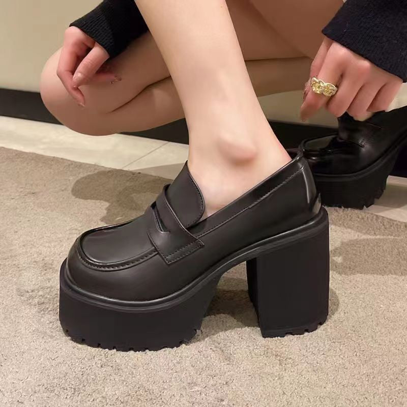 Damen Plateau-Loafers mit robustem Chunky-Absatz EB