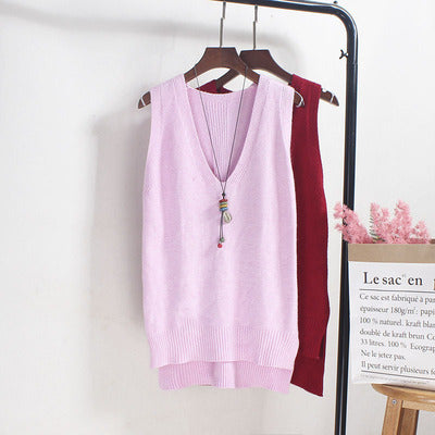 Damen Ärmelloses Stricktop mit V-Ausschnitt und Feinstrickstruktur EB