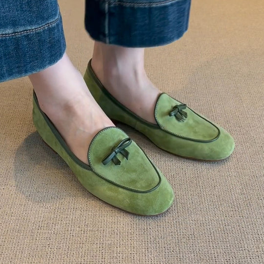 Damen Wildleder Slipper mit dekorativem Schleifendetail EB