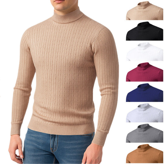 Herren Rollkragenpullover mit strukturiertem Zopfmuster und bequemem Schnitt EB