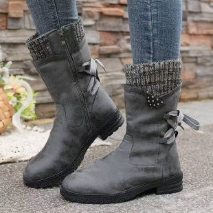Damen modische Stiefeletten mit stylischen Details und praktischem Reißverschluss EB
