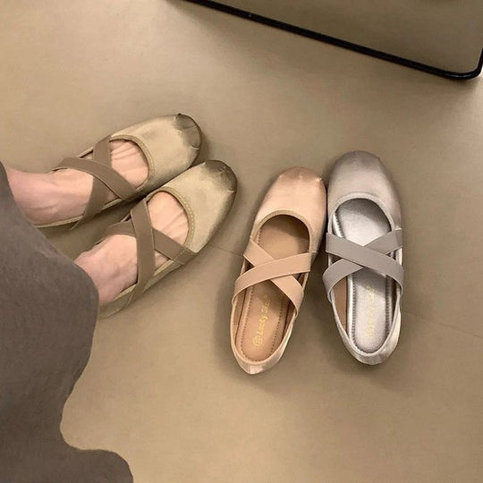 Damen Ballerinas mit dekorativem Riemen und komfortablem Fußbett EB