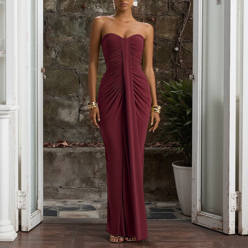 Damen figurbetontes Cocktailkleid mit Raffungen und herzförmigem Ausschnitt EB