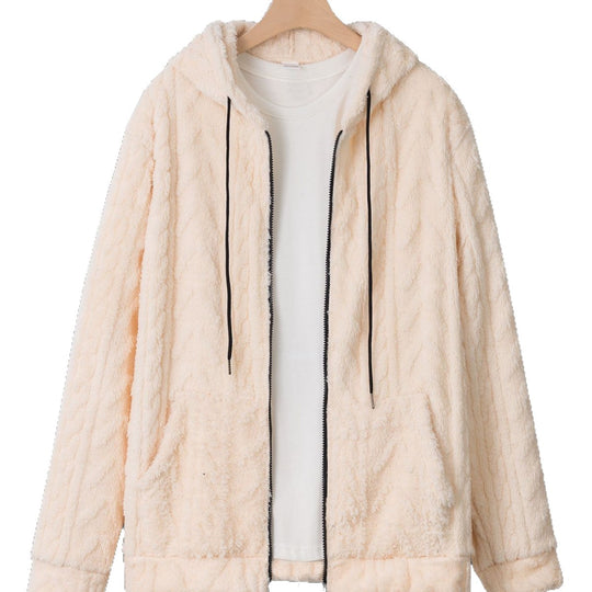Herren nan kuschelige Kapuzenjacke aus Teddyfleece mit durchgehendem Reißverschluss und Kängurutaschen EB