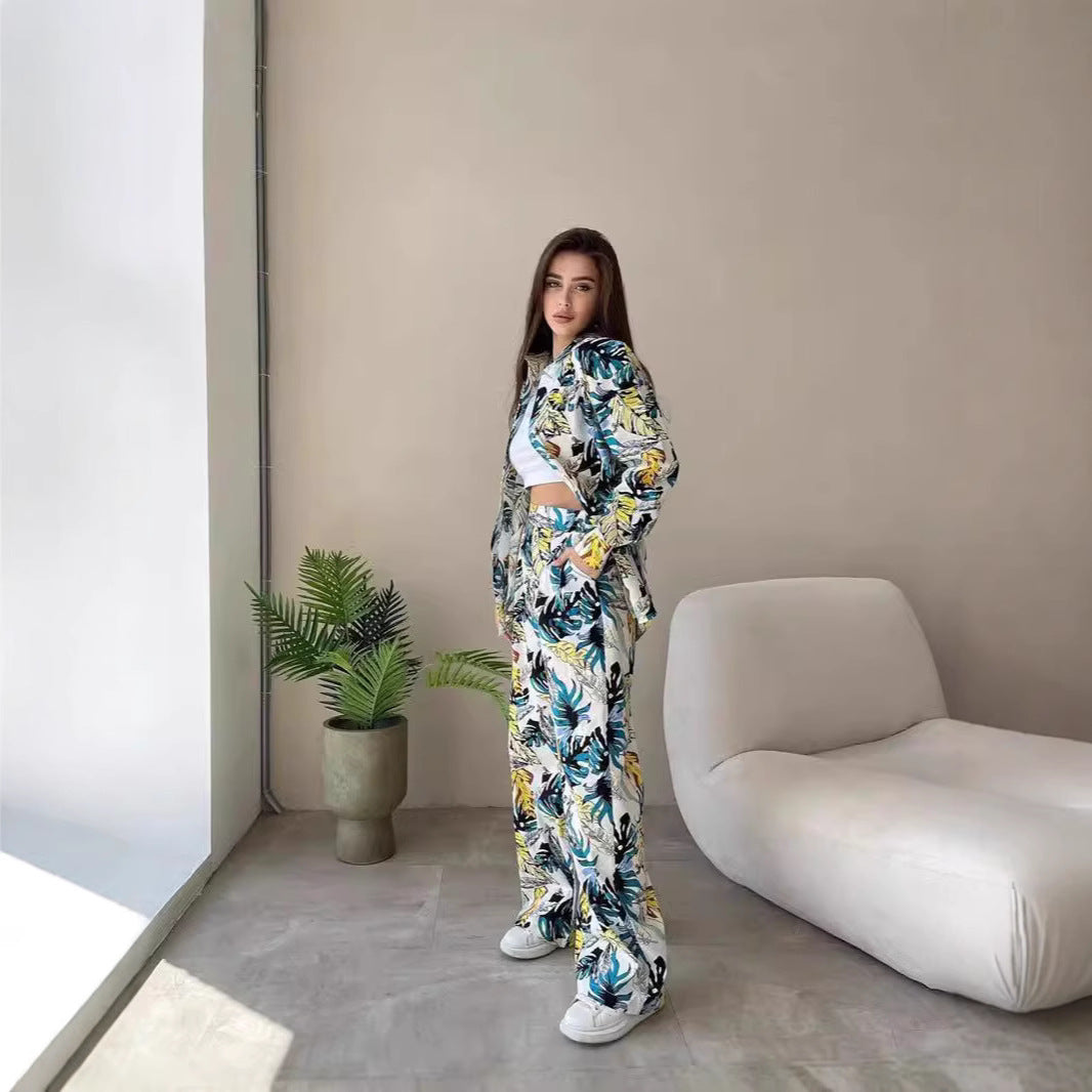 Damen lässiges Freizeit-Lounge-Set mit floralem Muster EB