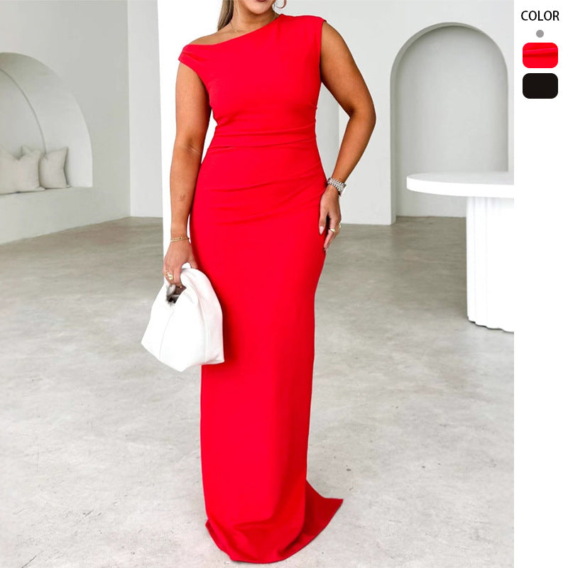 Damen Elegantes körperbetontes Maxikleid mit schickem Stehkragen und seitlichem Schlitz EB