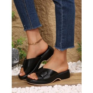 Damen Bequeme und trendige Pantoletten mit verstellbarem Riemen EB