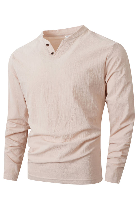 Herren Langarm Shirt mit modischem Henley-Ausschnitt EB