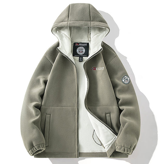 Herren Fleecejacke mit hohem Stehkragen, angerauter Innenseite und verdeckten Reißverschlusstaschen EB