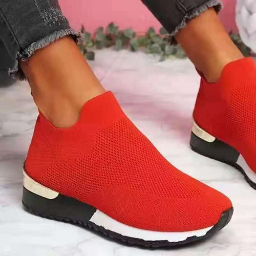Damen Atmungsaktive Slip-On Sneakers mit glänzendem Akzent EB