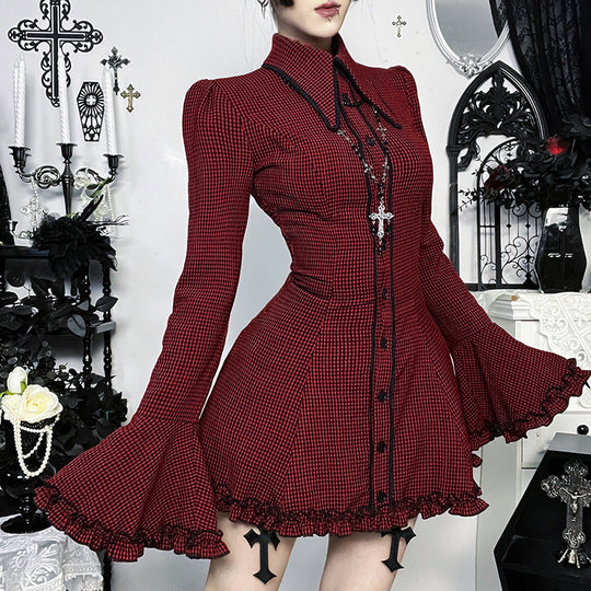 Damen schickes Mini-Kleid mit volantartigen Ärmeln und dekorativem Kragen EB