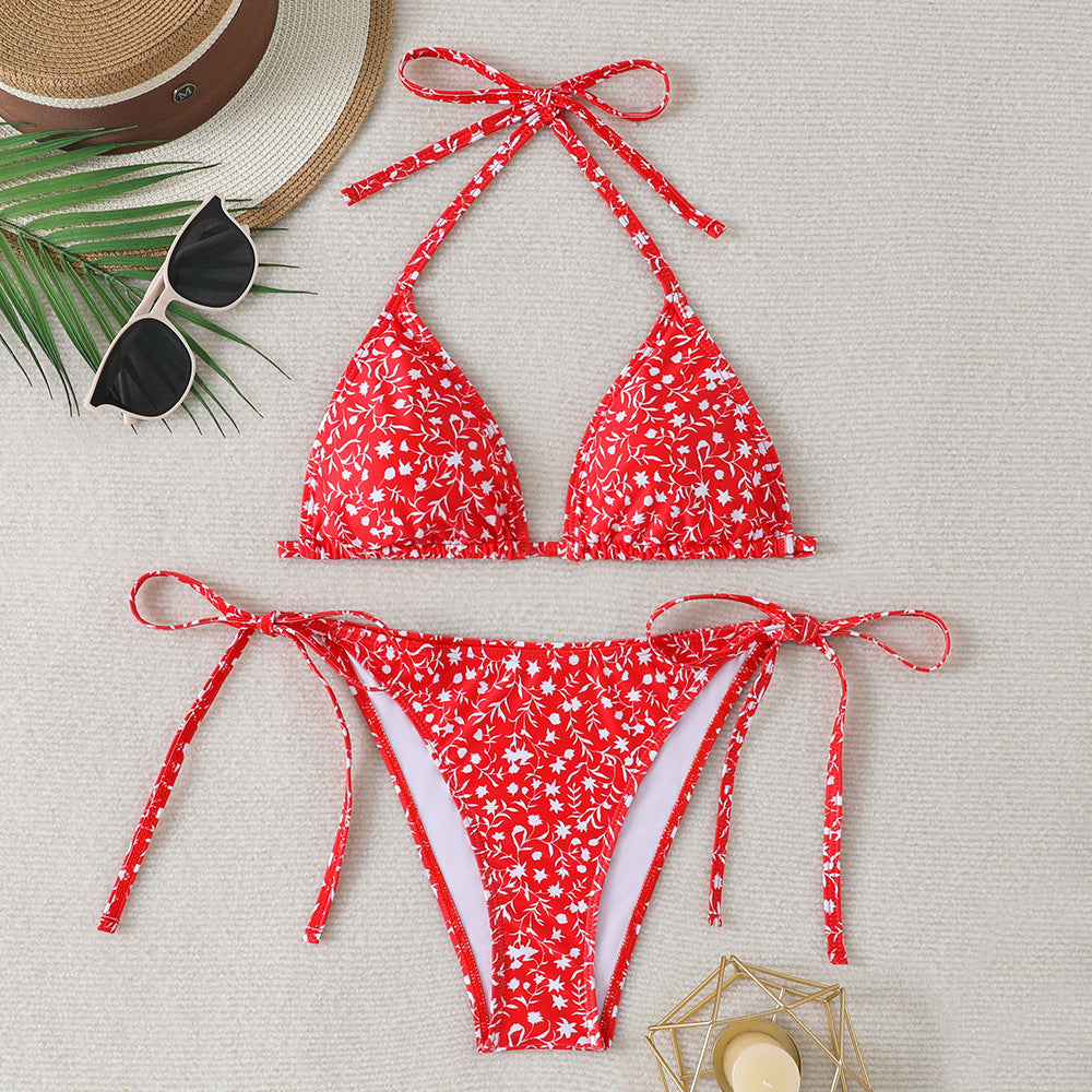 Damen Blumenmuster Triangel-Bikini EB