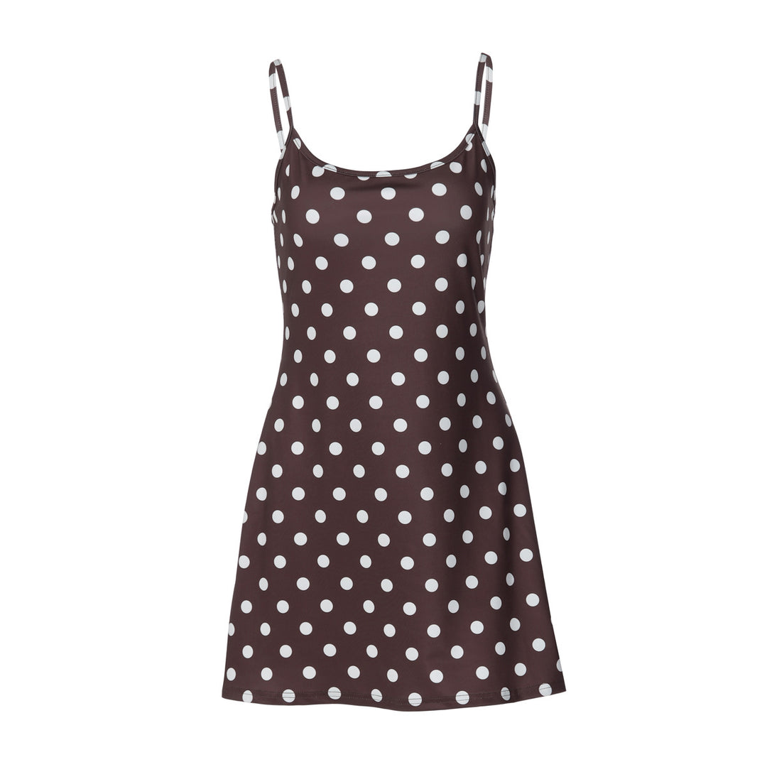 Damen Spaghetti-Träger Kleid mit verspieltem Punktenmuster EB