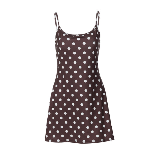Damen Spaghetti-Träger Kleid mit verspieltem Punktenmuster EB