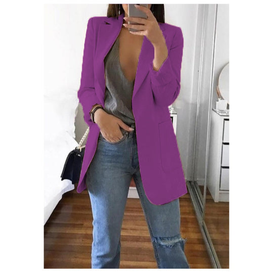 Damen eleganter Blazer mit tailliertem Schnitt und praktischen Taschen EB