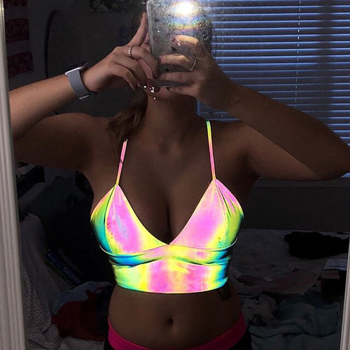 Damen cropped Bralette mit schimmerndem Effekt EB