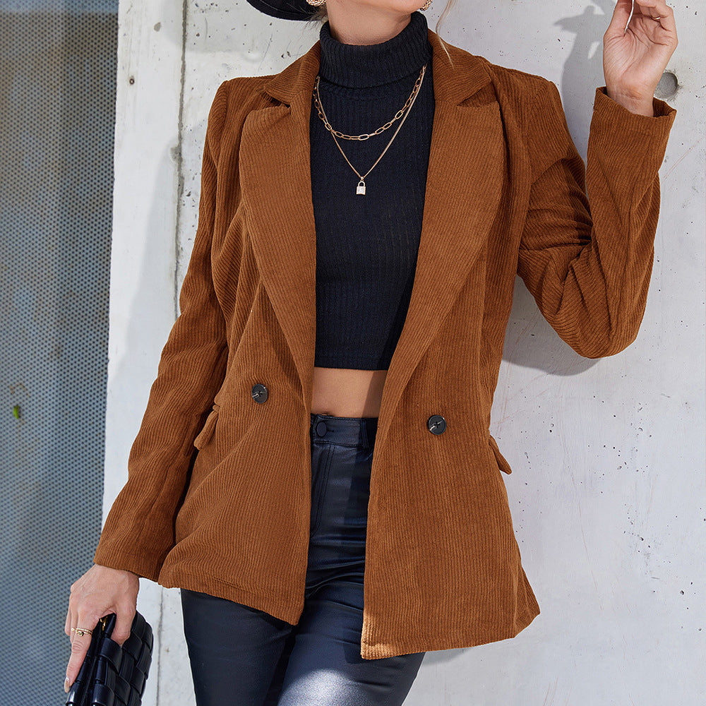 Damen cordjacke mit Doppelkknopfdesign und praktischen Seitentaschen EB