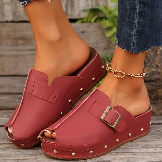 Damen Komfortable Clogs mit modischem Schnallen-Detail EB
