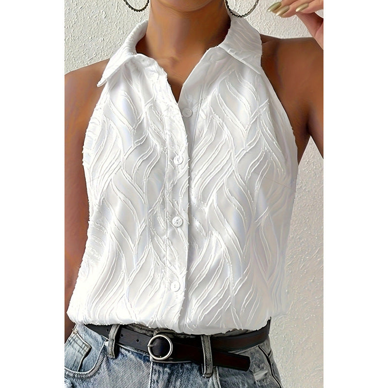 Damen ärmelloses Blusenshirt mit eleganter Struktur EB