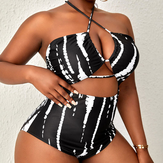 Damen Hochgeschnittener Cut-Out Badeanzug EB