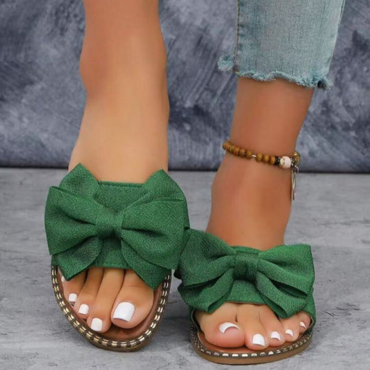 Damen Flip-Flops mit dekorativem Schleifen-Design und rutschfester Sohle EB