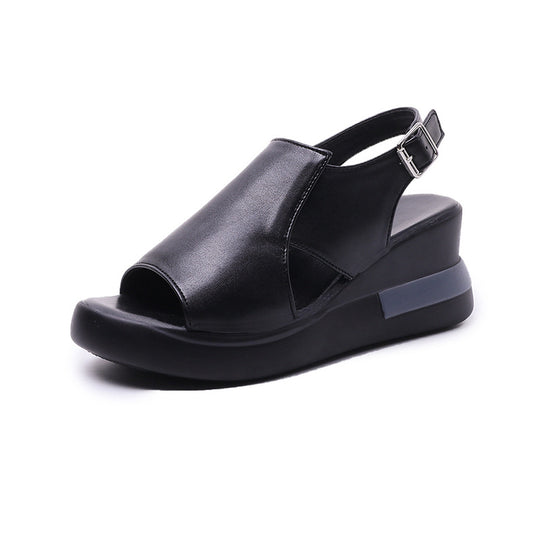 Damen Bequeme und elegante Plateau-Sandaletten mit offener Zehenpartie EB